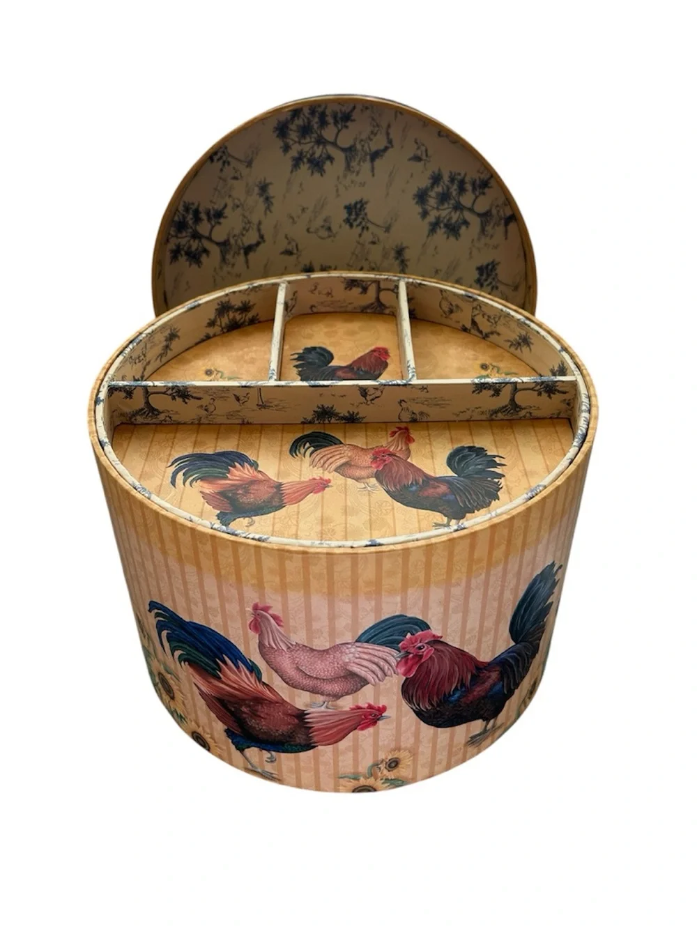 Farmhouse Rooster & Sunflower Print Sewing/Hat/Organizer Box